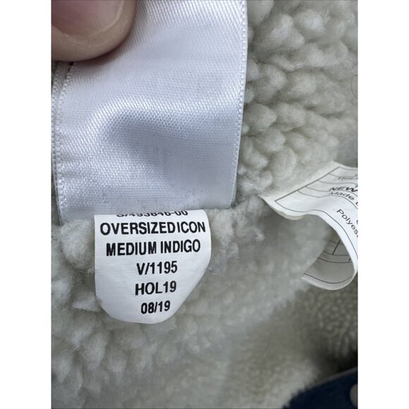 Gap Men XS Oversized Icon Sherpa Lined Denim Jean Jacket Classic Blue - Picture 8 of 10